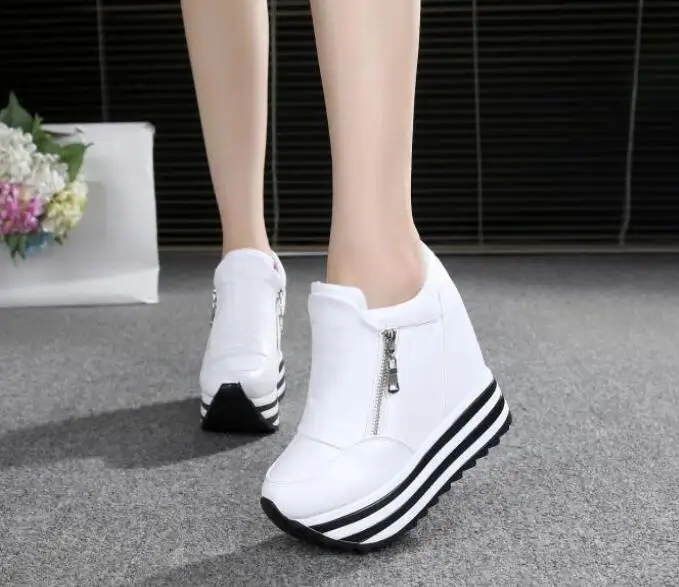 

2019 Women Shoes Sexy Wedges Super High Heels 10CM Lace Up White Casual Shoes Women's Party Shoes Chaussure Femme Platform shoes