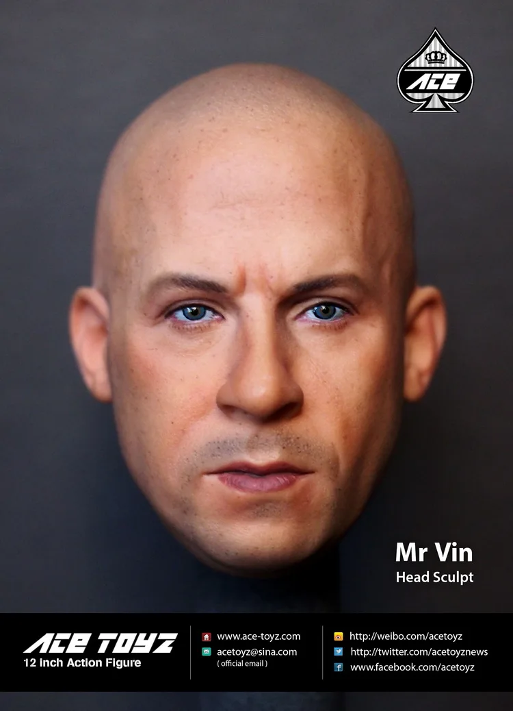 

Фигурка фастфурос Vin Diesel 1:6, аксессуары для фигурок, резная форма головы для куклы 12 дюймов, не включает в себя тело и одежду