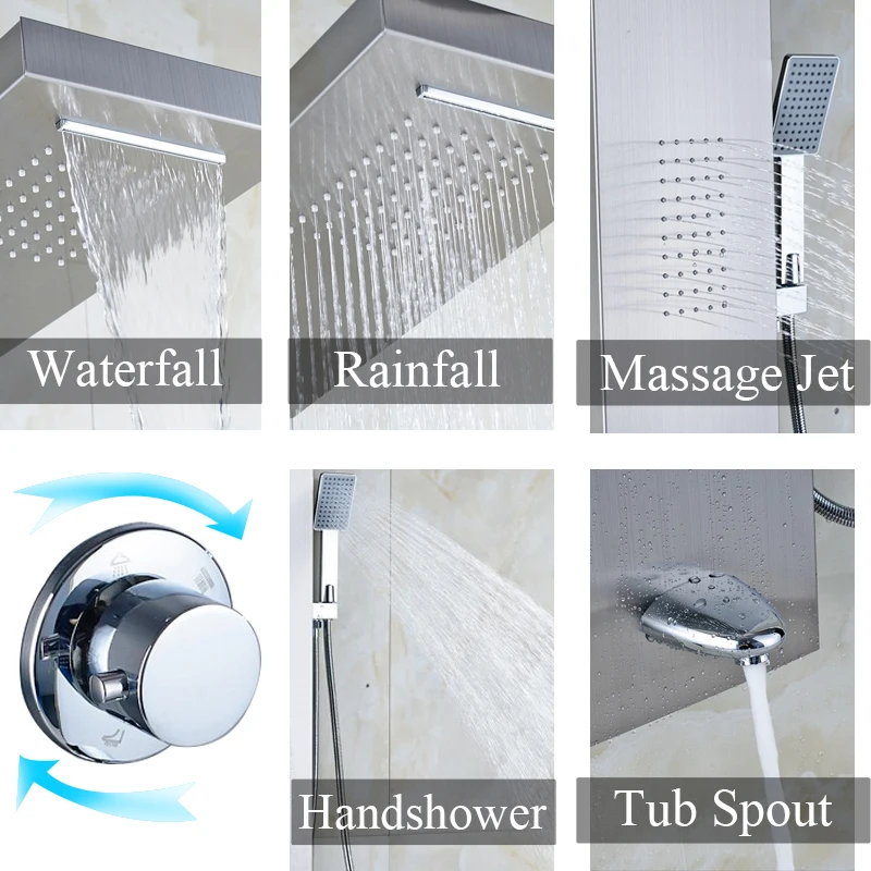Матовый Никель Нержавеющая сталь сертифицированные 5-функции водопад дождевая