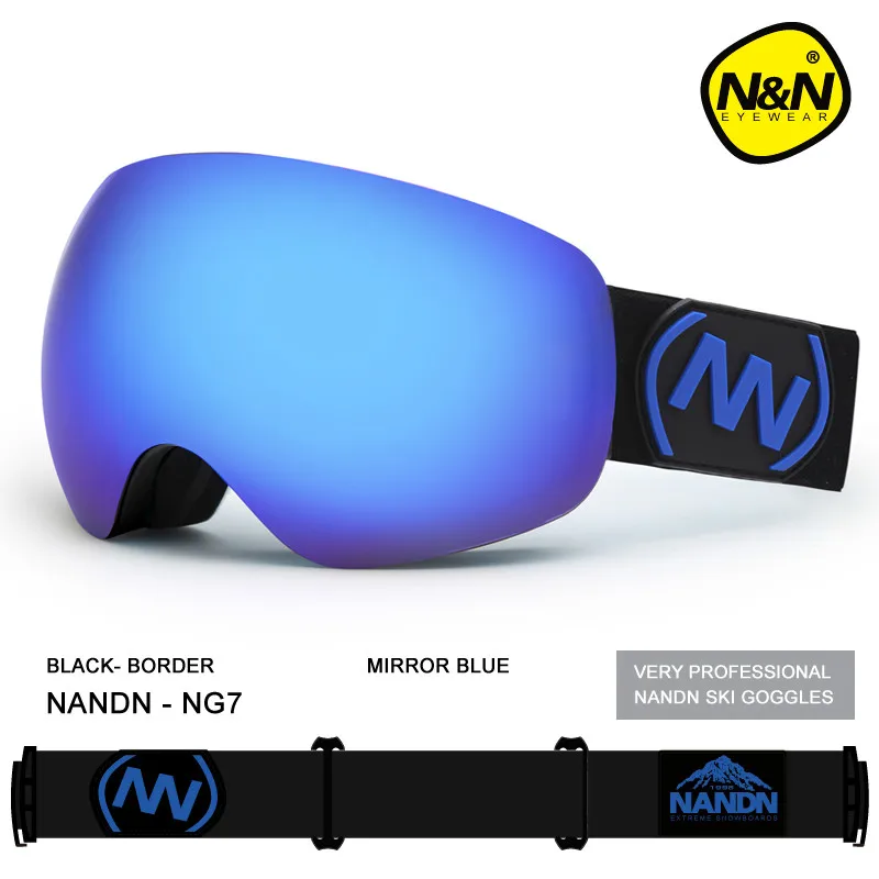 Nandn брендовые лыжные очки двухслойные UV400 Анти-туман большой Лыжная маска очки горнолыжные очки мужские и женские зимние очки для сноубординга