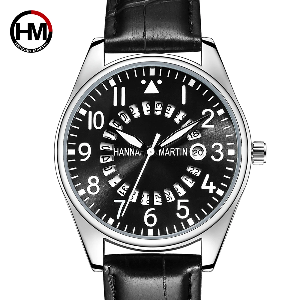 

2020 Hannah Martin Creative Men's Watches Brand Luxury Wrist Watch Men Watch Fashion Unique Auto Date Watch Clock reloj hombre