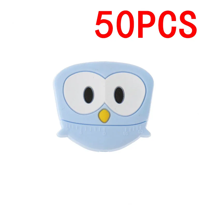 owl Blue 50 шт Единорог жемчужные бусы силиконовые бусины-прорезыватели игрушки ребенок Diy животного грызунов комплект Еда Класс силиконовый Прорезыватель для зубов шарик-грызунок силиконовые бусины - Цвет: owl Blue