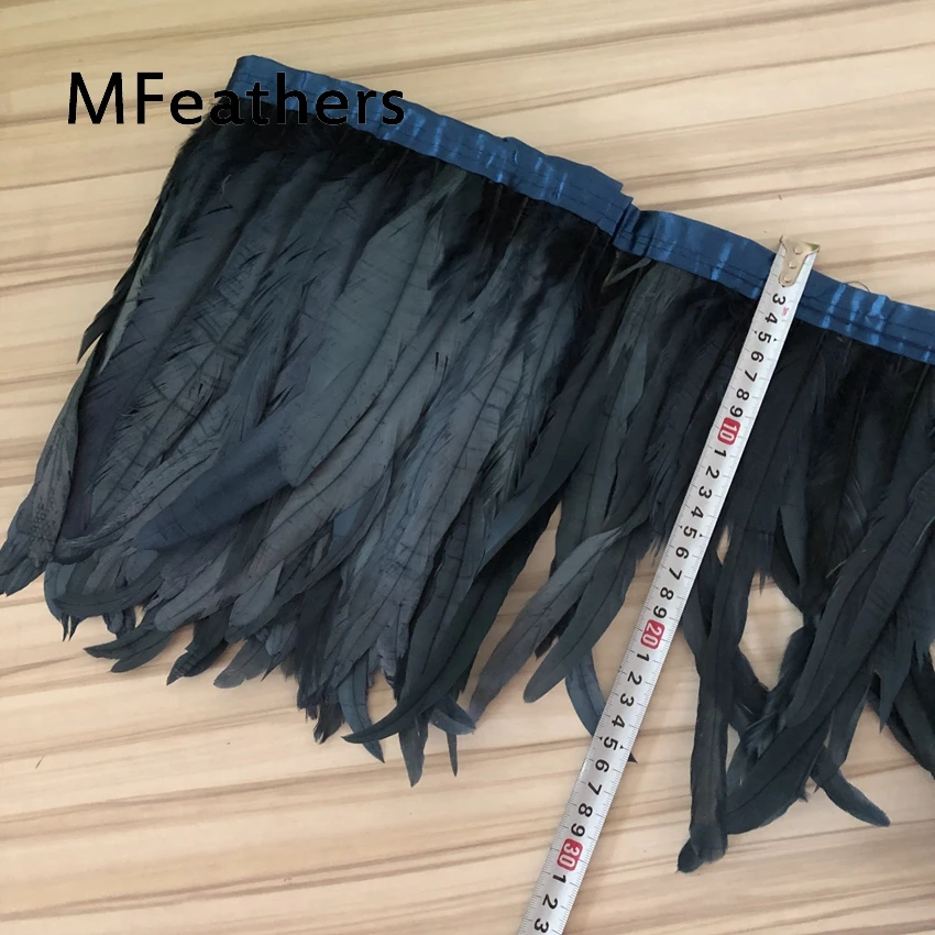2 метра шампанского декоративные петушиные перья 35-40 см DIY куриное перо бахрома пришиты на атласную лента рождественские украшения полоски ремесло