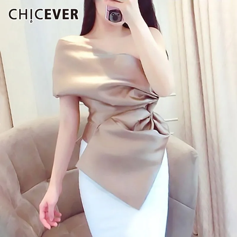 Женская Асимметричная Туника CHICEVER однотонная блузка без рукавов с открытыми