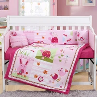 7pcs embroidery flower baby crib bumper sets cartoon babys bedding toddler bed 4bumperduvetsheetpillow