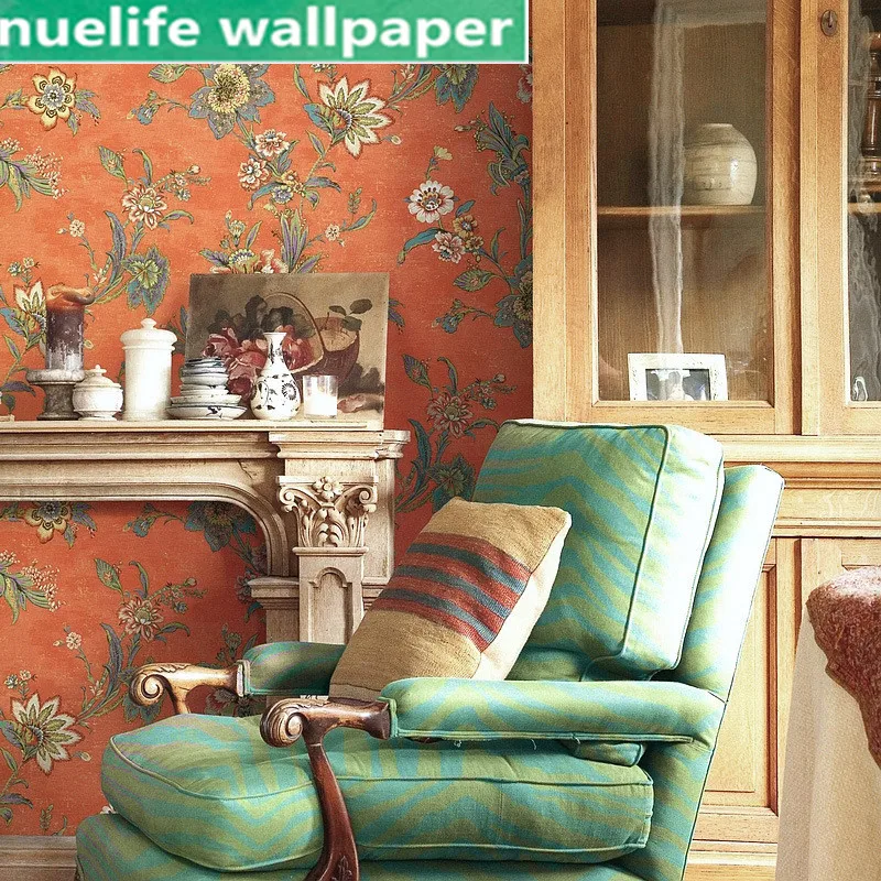 Идиллический Ретро Ностальгический кантри сплошной цвет бумага Гостиная