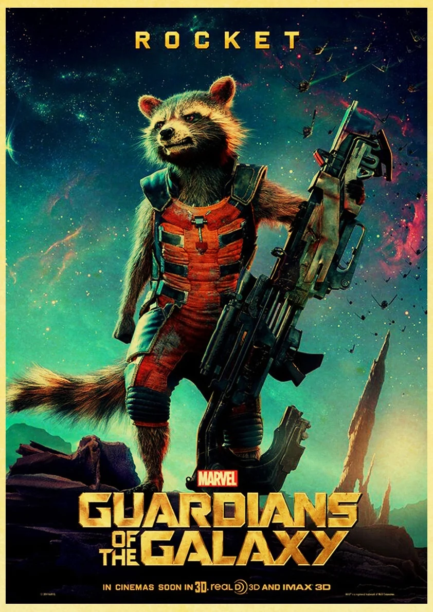 Винтаж фильм Marvel стражи Галактики плакат наклейки на стену печать плакатов Высокое качество для бара и домашнего декора