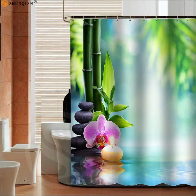 Bamboos занавеска для душа Spa Декор плесени стойкая ванная комната Zen сад тема декор