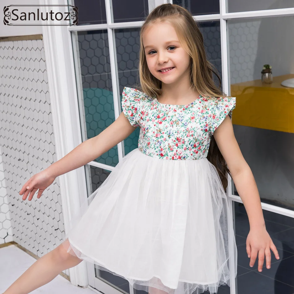 Sanlutoz Flower Girl Dress Tutu Children Clothing Brand Costume for Kids Toddler Party Wedding Princess Summer 2017 | Детская одежда и