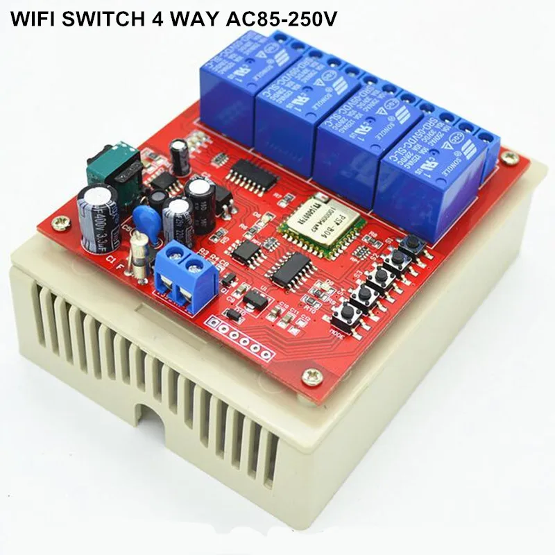 Переключатель Wi Fi 4CH 85 В 220 250 AC DC прерыватель контролируется по телефону