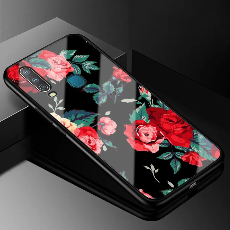ДЛЯ VIVO Y17 чехол PC Пластиковый стеклянный чехол для телефона черный ТПУ бампер чехол для Vivo Y17 Y 17 Y15 Vivo 1902 Y12 Y3 Y 12 чехол