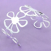 high quality 925 sterling silver color five leaf flower big open bangles bracelet trendy jewelry for women
