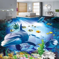custom any size mural wallpaper 3d underwater world dolphin photo wall paper self adhesive waterproof floor tiles wall sticker