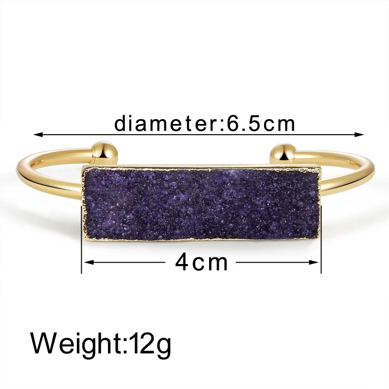 Женский браслет с натуральным камнем Druzy 8 цветов золотистого цвета Модный