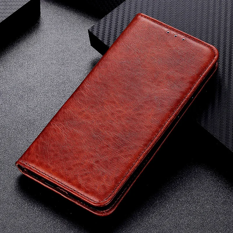 Кожаный магнитный чехол Crazy Horse для iPhone X XR книжка с бумажником деловой подставка