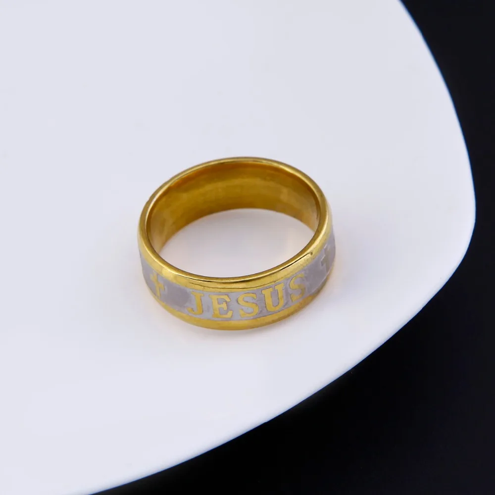 Women Men Jewelry 8mm Stainless Steel Rings Couple Jesus Cross Silver Wedding Religious Ring | Украшения и аксессуары