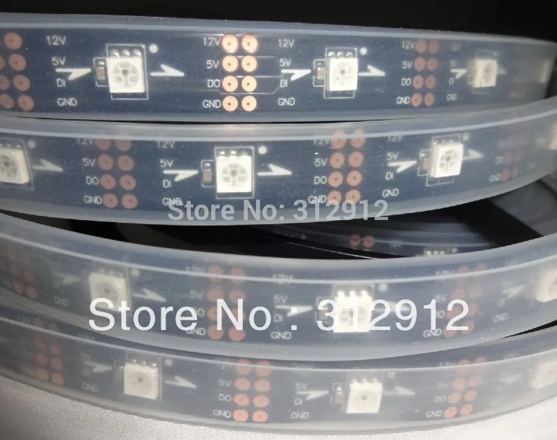 

Светодиодная Пиксельная лента 5 м 12 В постоянного тока INK1003, IP68,30 светодиодов 5050 (RGB с INK1003 IC)/м с 30 пикселями; Черная печатная плата, в Кремниево...