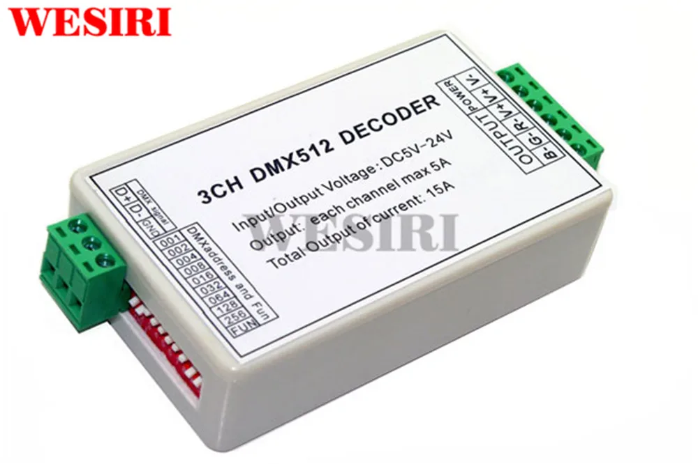 3-канальный DMX декодер диммер контроллер 3CH DMX512 RGB Max 5A каждый канал для