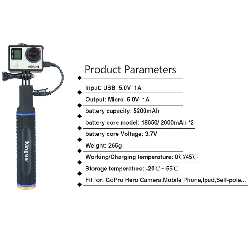 Мощность банк рукоятка Батарея для экшн Камеры GoPro Hero 9 8 7 6 5 4 3 + Session yi SJCAM Экшн