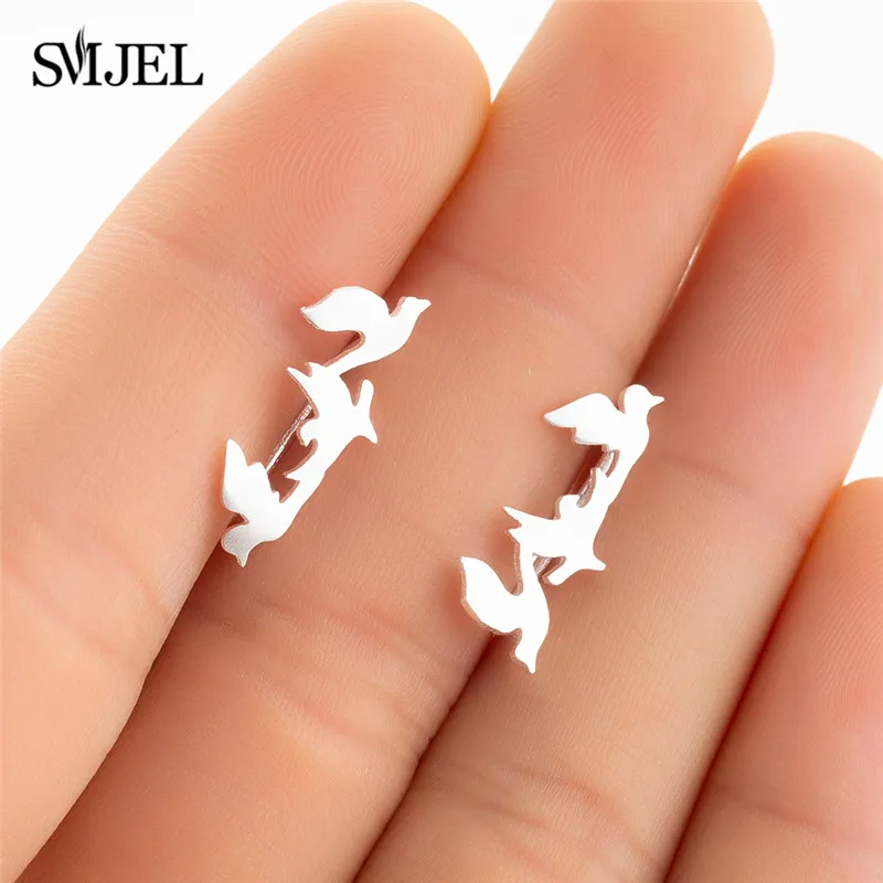 Серьги SMJEL Tiny Dove для женщин и девочек металлические серьги в виде животных