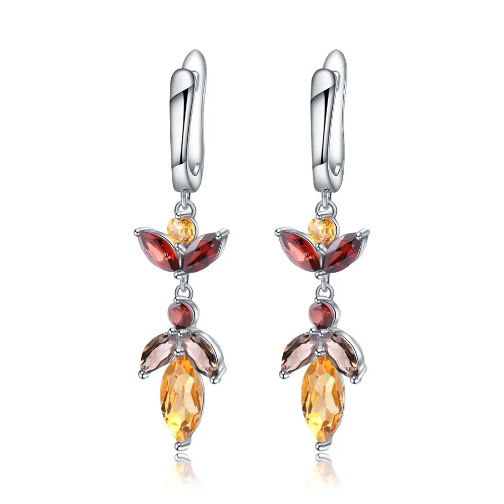 Женские Балетные серьги GEM'S натуральный цитриновый гранатовый из дымчатого