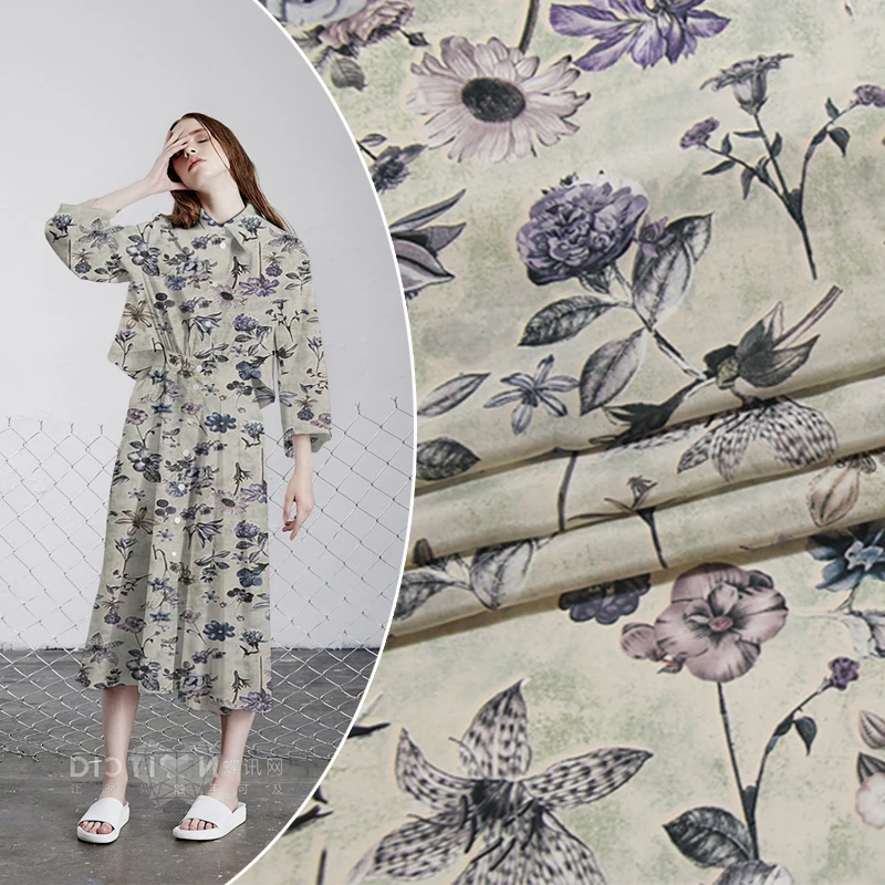 New 138 cm wide 14 mm 100% silk crepe de Chine fabric with spray-painted shirt | Дом и сад