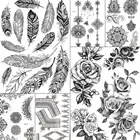 Богемные черные индийские перья, цветочные цепочки, татуировки, наклейки для женщин и девушек, искусственная водостойкая татуировка на руку и грудь