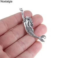 nostalgia 5pcs mermaid charms accessories animal fish large pendant for necklace jewelry making 5515mm