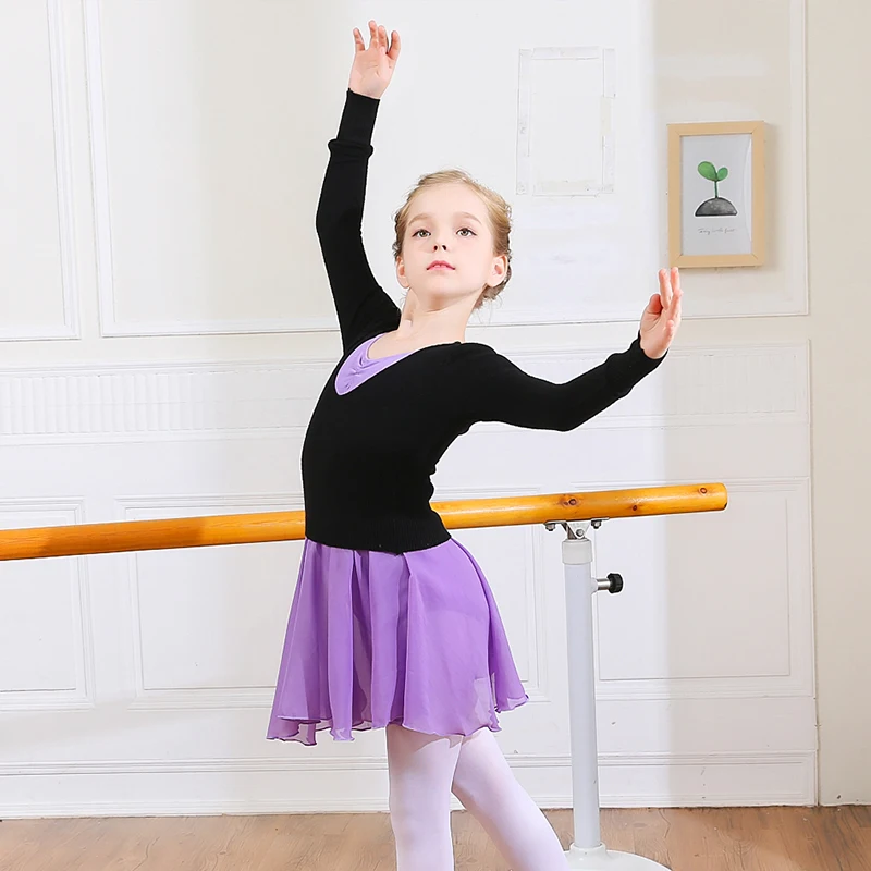 

Children's Sweater Pullovers Long-sleeved V-neck Girls Ballet Practice Clothes Slim Knit Dancing Kids Clothing
