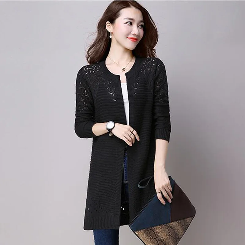 Women Sweater 2017 New Fashion Autumn Winter Long Sleeve Knitted Cardigan female Sweaters Coat Hollow Plus size 455 |