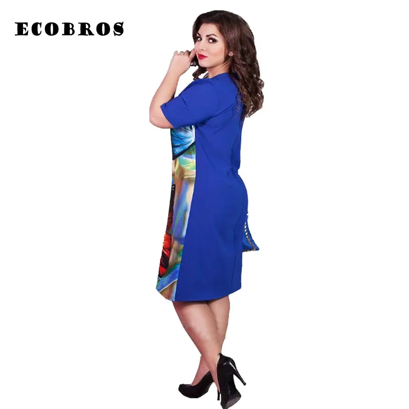 Женское Платье До Колена ECOBROS летнее свободное платье большого размера 6XL 6xl 2019 |
