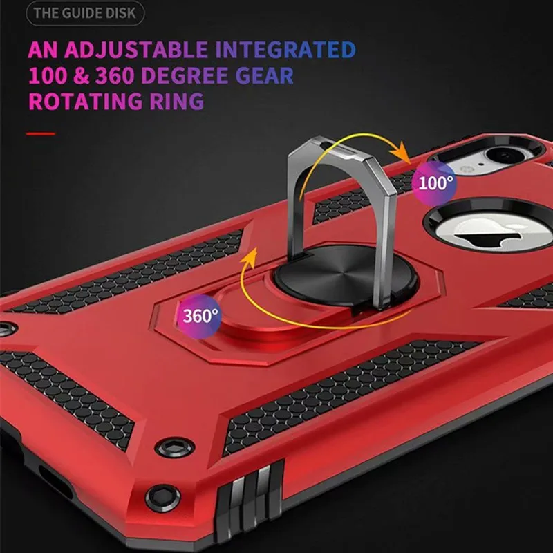 Luxury Matte Metallic ring Phone Back Case For iPhone 13 11 12 Pro XS MAX XR 7 8 Plus Shockproof Armor Car Holder Magnetic Cases | Мобильные