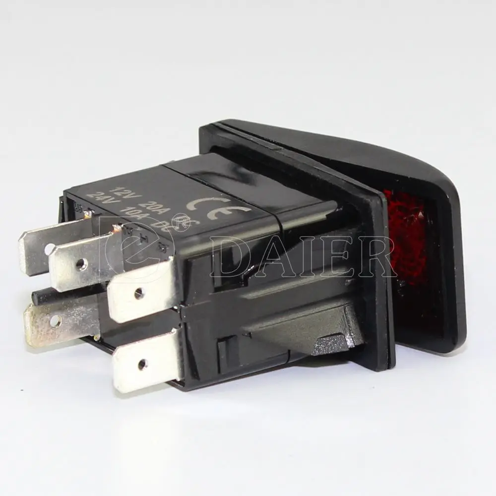 1 шт. 20A 12 В/24 В SPST 5 Pin ВКЛ-ВЫКЛ пластиковый автомобильный двойной красный светодиодный рокер с подсветкой водонепроницаемый Морской Переключатель