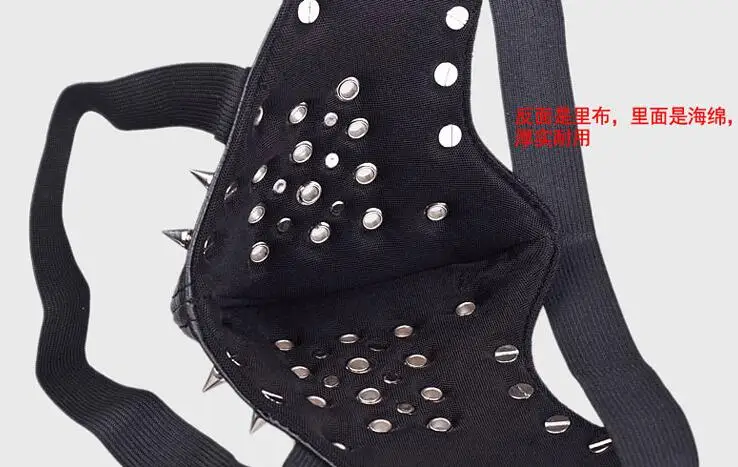 

Men womens hip-hop rivet punk leather masks boys girls club party Rock and roll breathable motorbycle riding mouth-muffle R697