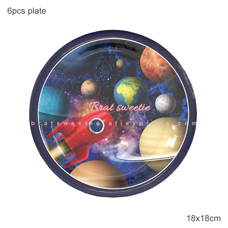 space 7in plate Космические вечерние космонавты и ракеты корабль фольгированные шары галактика солнечная система тема вечерние для мальчиков детские украшения на день рождения - Цвет: space 7in plate