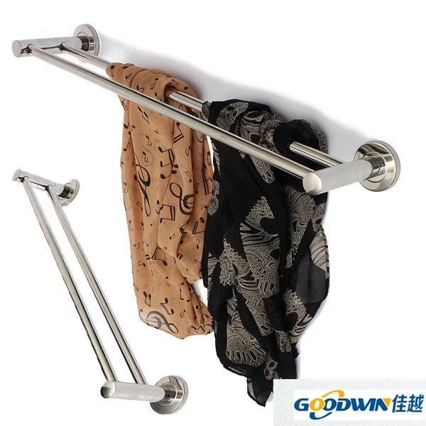 Stainless Steel Wall Mounted Polish Towel Rack Double Rail Holder Bathroom rack|steel center|rack serversteel towel rack |