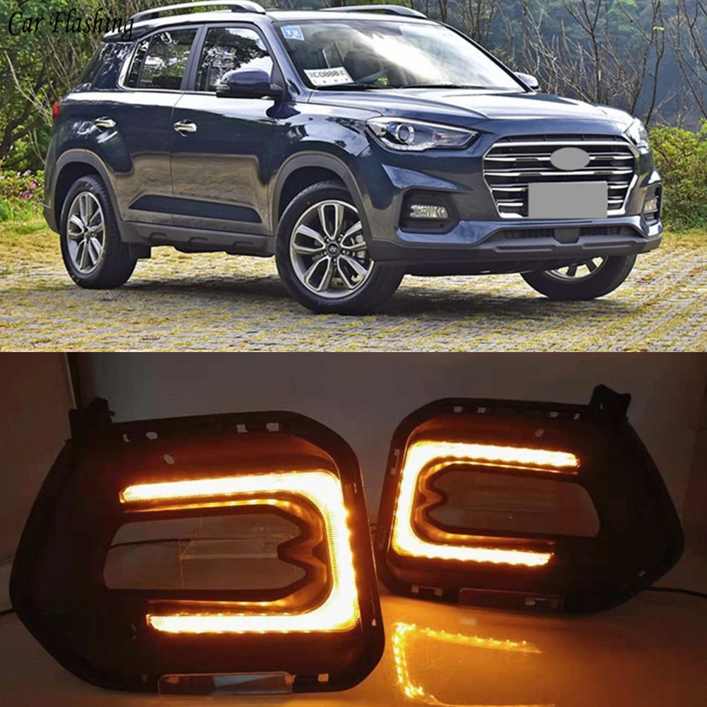 Автомобильная проблесковая 2 шт. для Hyundai IX35 2018 2019 течет отложным воротником