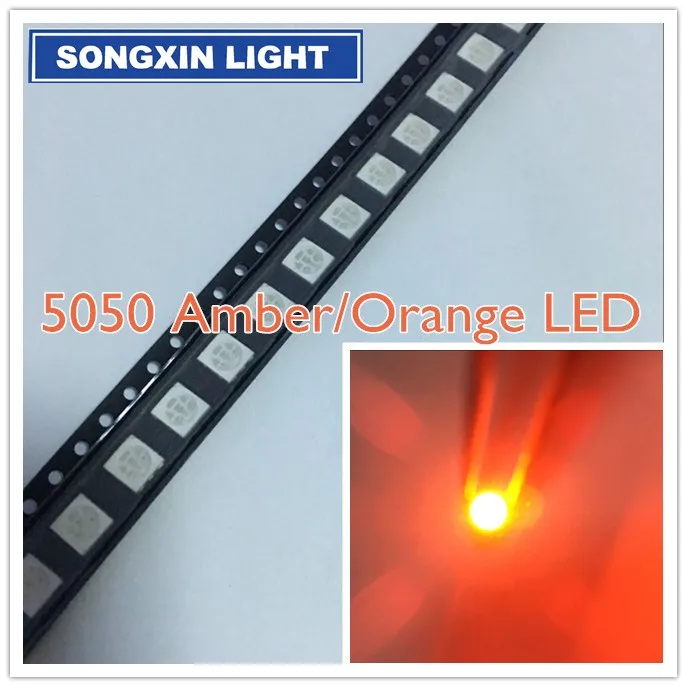 1000 шт. 5050 SMD LED оранжевый 3 CHIPS PLCC 6 ультра яркий SMT чип излучающие Диоды лампа шарик