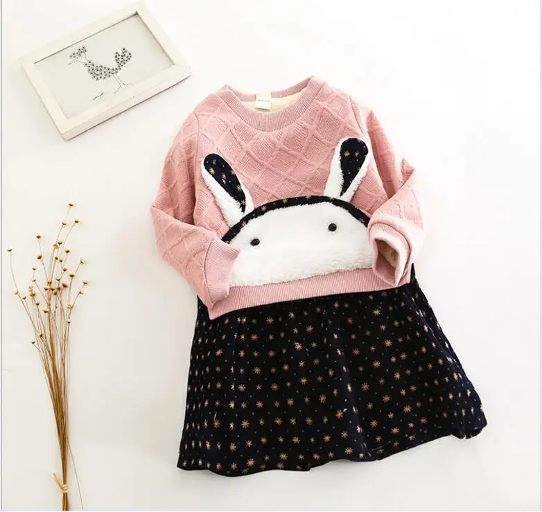 2018 autumn and winter new wave of lovely cute princess dress rabbit girl super soft child children's clothing | Детская одежда и