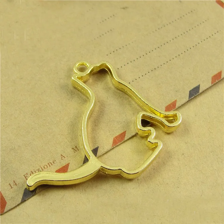 Gold Cat MINGXUAN 10 шт., подвеска на металлическом каркасе в форме кошки, Луны, ободок, установка кабошона, УФ смола, эпоксидная смола, шарм, ювелирное изделие - Цвет: Gold Cat