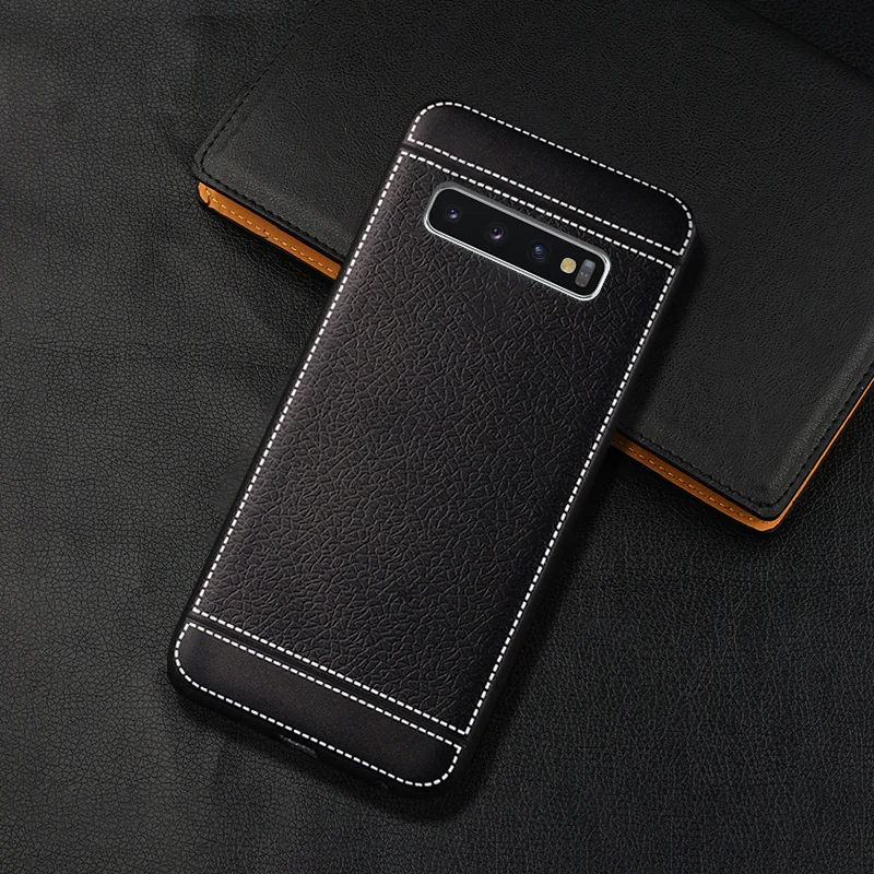Роскошный кожаный чехол с покрытием для samsung S10 S10E S10Plus, мягкий силиконовый чехол из ТПУ для samsung S10 S9 S8 Plus S6 S7 edge Note9, чехол