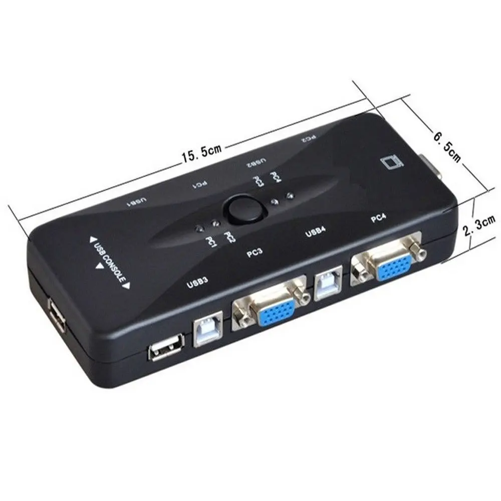 1 комплект 4 KVM коммутационные кабели+ концентратор 4 порта USB 2,0 KVM VGA/переключатель SVGA Box адаптер подключает принтер клавиатура мышь 4 компьютера