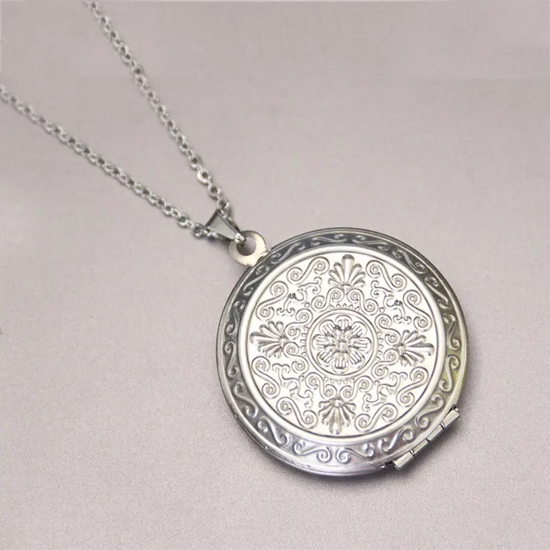 1pc Big Round Daisy Photo Frame Pendant Necklace Stainless Steel Charms Locket Necklaces Women Men Memorial Jewelry | Украшения и