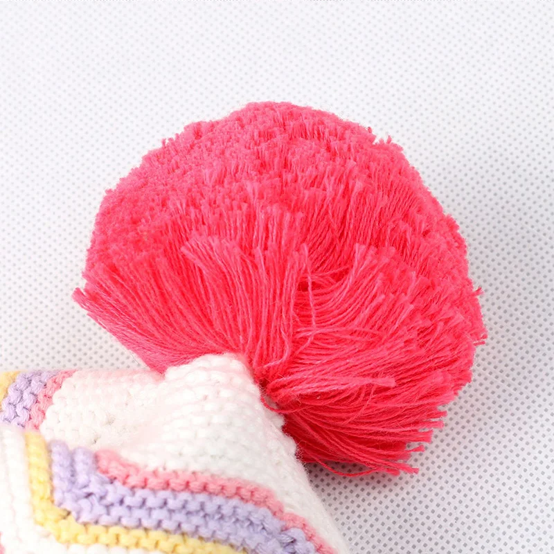 Rainbow Stripe Baby Beanies Warm Hat Winter Thick Crochet Cotton Infant Girls Caps High Quality Comfortable with Pompom 2019 New | Детская