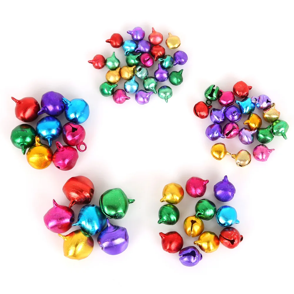 Выберите размер 6 14 мм Красочные 30 200 шт Jingle Bells алюминиевые свободные бусины для