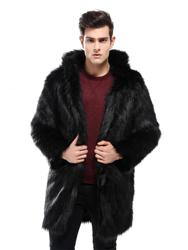 Популярная мужская шуба, осенняя и зимняя шуба, длинная толстая теплая Европейская и американская мужская одежда из искусственного меха, размер L-XXL XXXL