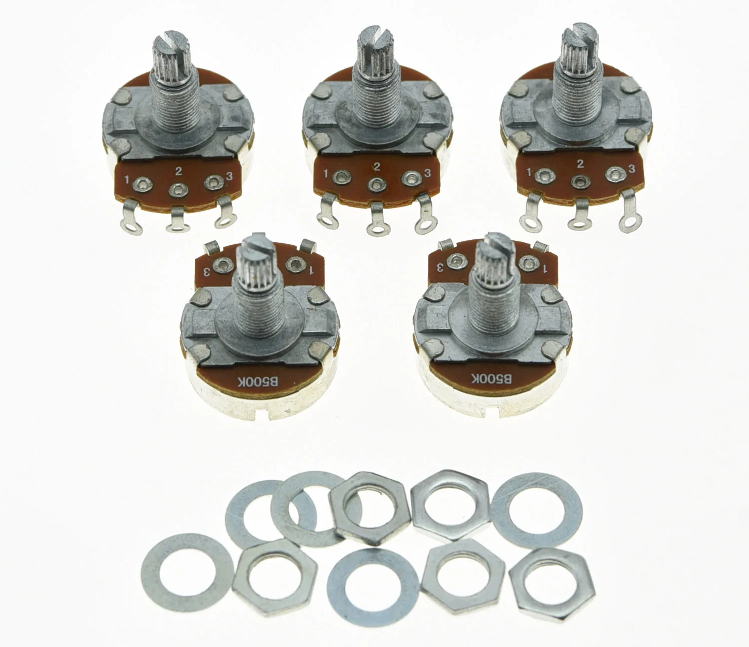 

KAISH Pack of 5 B500K Guitar Linear Pots 24mm Large Base with Long Shaft Potentiometer