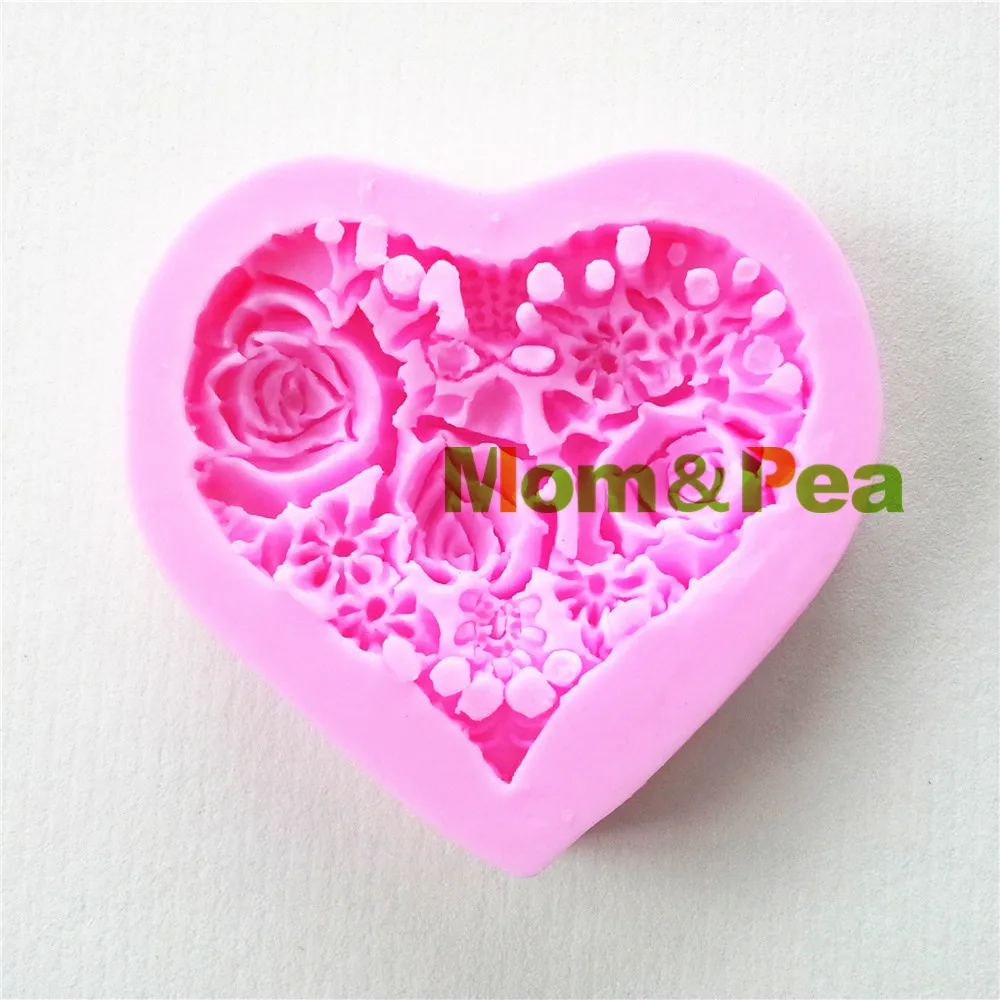 Mom&ampPea 0851 Free Shipping Heart Flower Shaped Silicone Press Mold Cake Decoration Fondant 3D Food Grade | Дом и сад