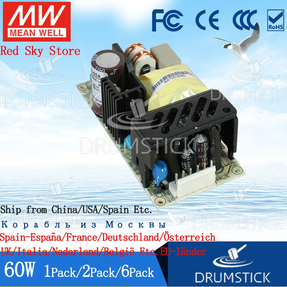 Steady Meanwell 60 Вт медицинский импульсный источник питания RPD 60A 5 в А + 12 В а печатная