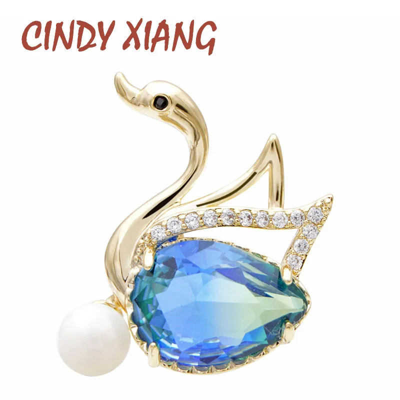 CINDY XIANG, 4 цвета, Avaible, Радужный кубический цирконий, лебедь, брошь на воротник, булавка, унисекс, модные броши, брошь для костюма, свадьбы, подарок